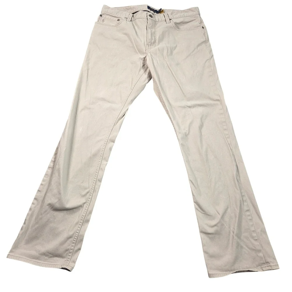 Polo Ralph Lauren Varick Pants Mens 34x32 Tan Khaki Slim Straight Stretch Chino